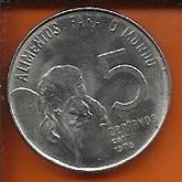 Moeda Brasil 5 Centavos Cruzeiro 1978 FAO - Carne - Aço Inox