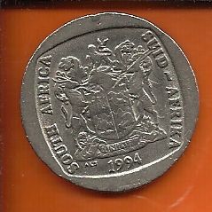 Moeda Africa Do Sul - 5 Rand - 1994 - 26mm - Cobre Niquelado