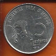 Moeda Brasil 5 Centavos Cruzeiro 1976 FAO - Carne - Aço Inox