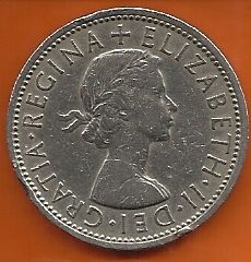 Moeda Inglaterra 2 Shillings 1967 - 28mm - Cupro-níquel