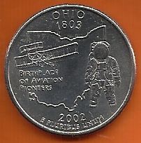 MOEDA QUARTER DOLLAR - ANO 2002 - OHIO - 25 CENTS